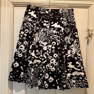 Talbots Black and White A Line Side Zip Skirt